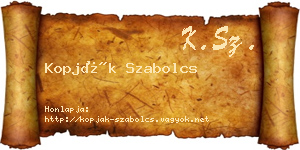 Kopják Szabolcs névjegykártya